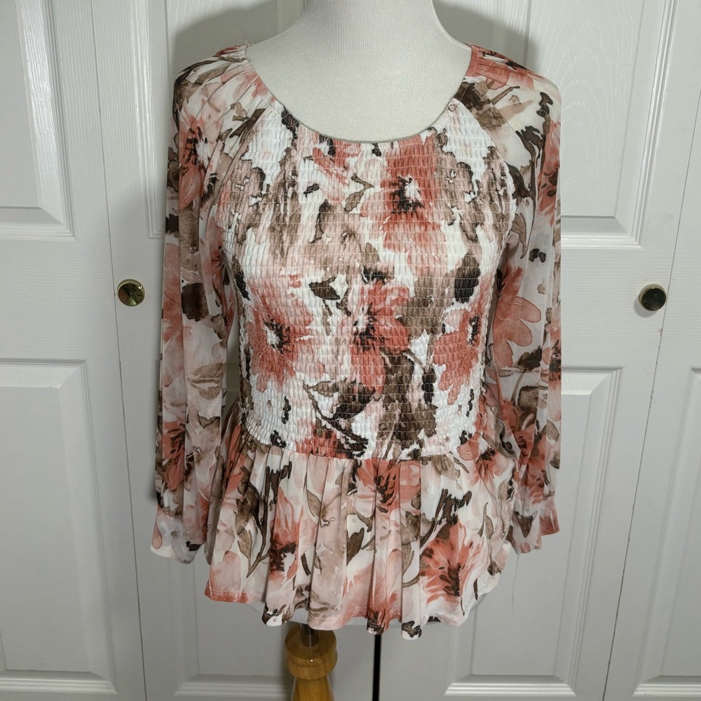 A…Love Story Pink Floral Blouse